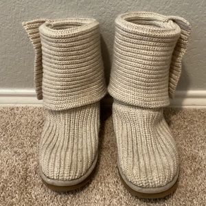UGG Classic Cardy Beige Knit Tall Knee High Boots Women’s Size 8
